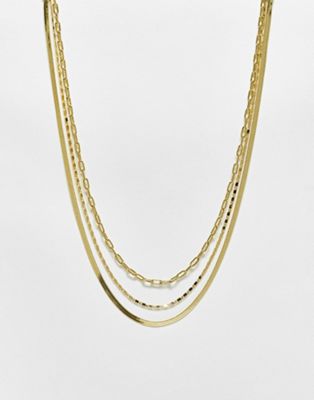 Shashi gold plated multi row chain necklace