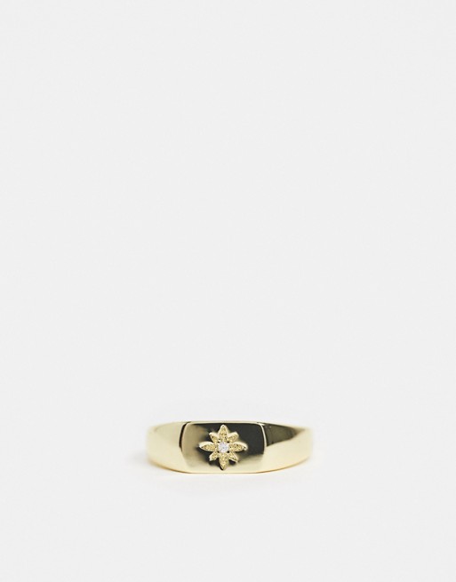 Shashi gold plated signet ring