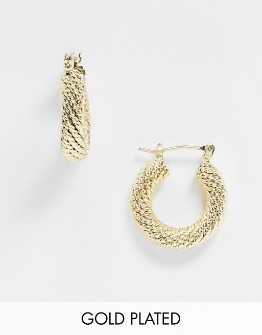 Shashi Shantal twisted chunky hoop earrings in gold plate