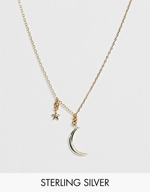 Shashi sterling silver 18K gold plated moon & star pendant necklace
