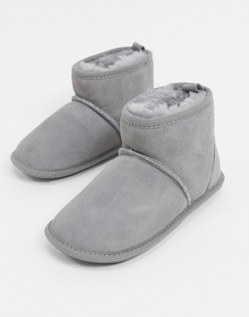 Sheepskin by Totes boot slippers in gray-Grey
