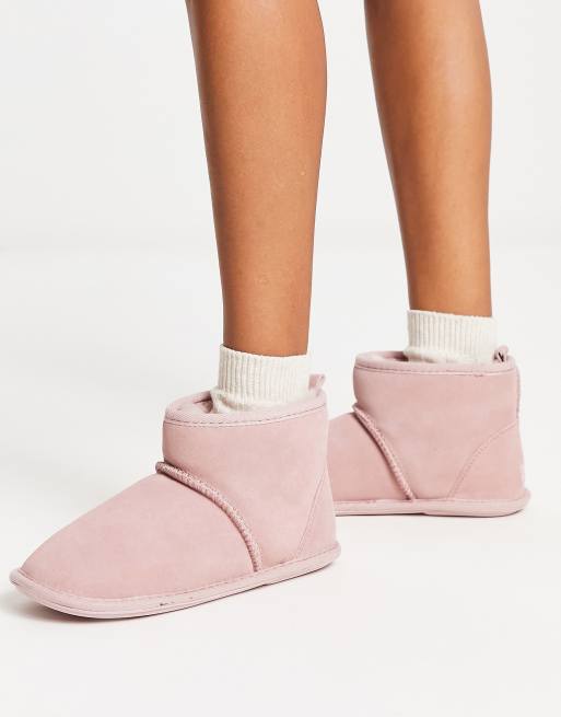 Sheepskin by Totes boot slippers in pink ASOS