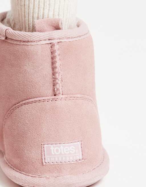 Sheepskin by Totes boot slippers in pink ASOS