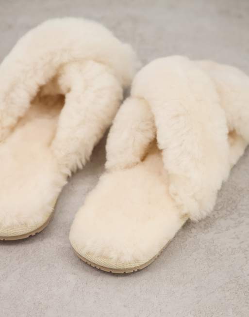 Sheepskin by Totes - Chaussons à brides croisées - Crème, 3 de 4