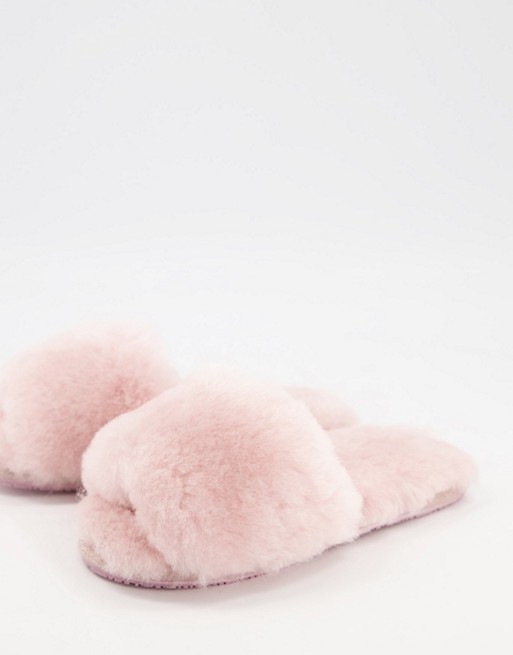Sheepskin by Totes open toe mule slippers in rose