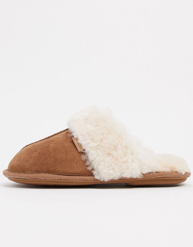Sheepskin by Totes mule slippers in chestnut