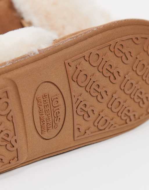 Sheepskin by Totes mule slippers in chestnut