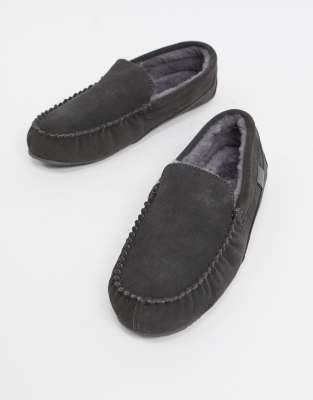 gray moccasin slippers