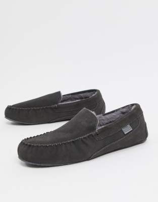 grey moccasins slippers
