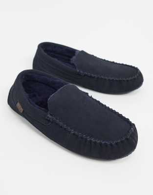 navy moccasin slippers