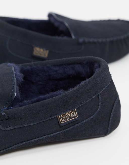 Totes navy 2025 suede moccasin slippers