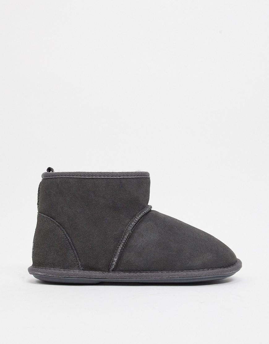 Sheepskin by Totes suede slipper boots in gray-Grey