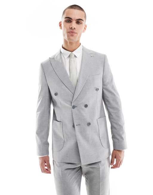 Shelby and Sons - Blazer d'ensemble ajusté à double boutonnage - Gris clair