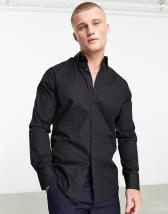  DGHM-JLMY Men's Cotton Contrast Collar Long Sleeve Hiking Shirt  Slack Two-Pocket Jungle Shirt Casual Utility Camp Shirt (Black,Small) :  Clothing, Shoes & Jewelry