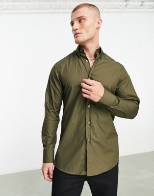 Shelby and Sons chilwell smart shirt in light khaki