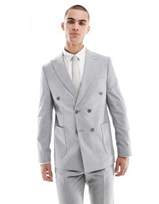 Shelby and Sons double breasted slim blazer in light gray - part of a set