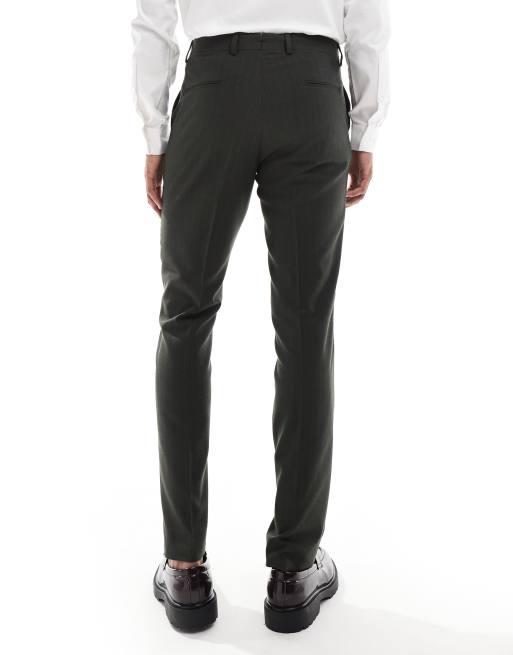 Shelby and Sons - Pantalon d'ensemble slim ajusté à fines rayures - Kaki, 4 de 5
