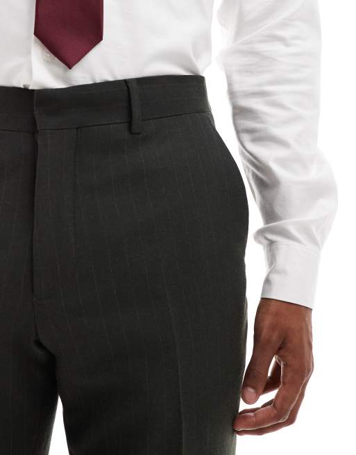 Shelby and Sons - Pantalon d'ensemble slim ajusté à fines rayures - Kaki, 5 de 5