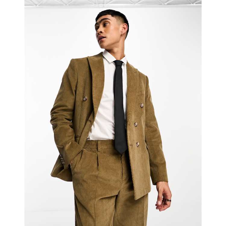 Shelby and Sons pollard double breasted suit jacket in brown ASOS