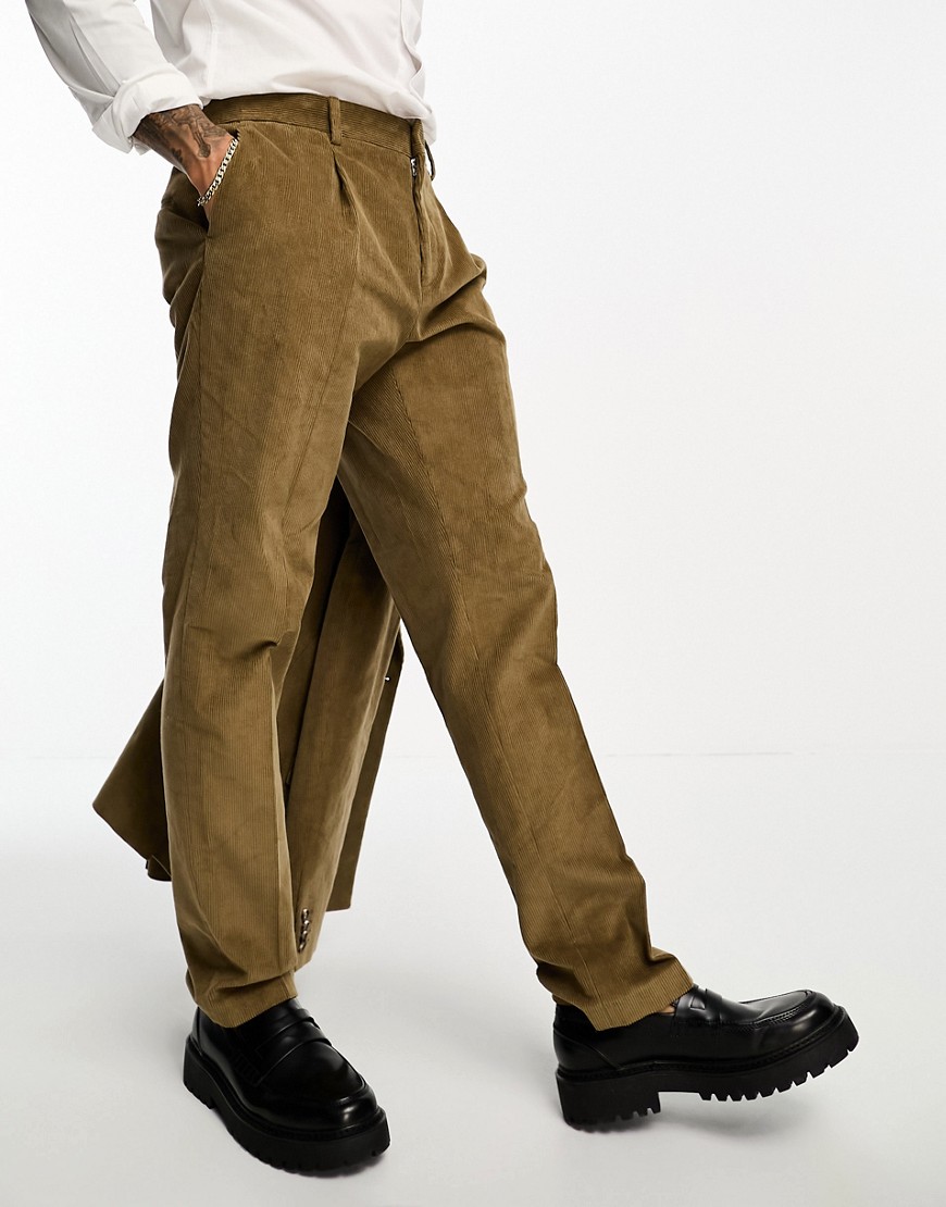 Shelby and Sons pollard suit pants in brown