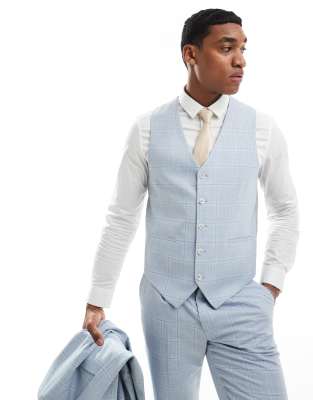 Shelby & Sons Shelby and Sons slim richmond suit waistcoat in light blue