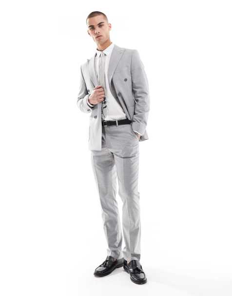 Shelby and Sons slim tailored trouser in light grey co-ord - view 1