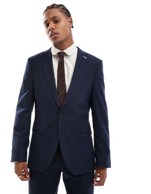 Shelby & Sons Shelby and Sons tailored blazer in navy pinstripe co-ord