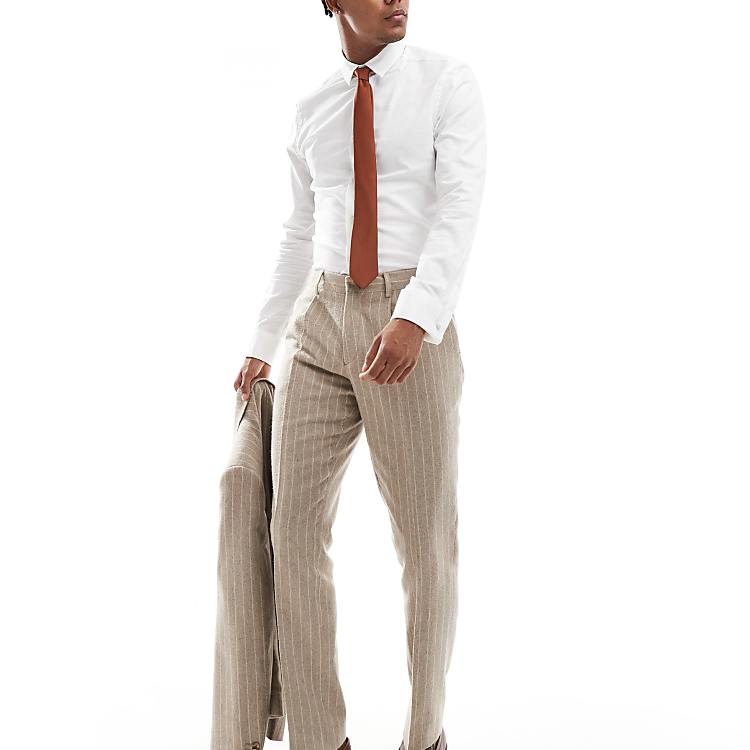 Shelby and Sons tailored slim pant in beige pinstripe - part Shelby and Sons tailored slim pant in beige pinstripe - part