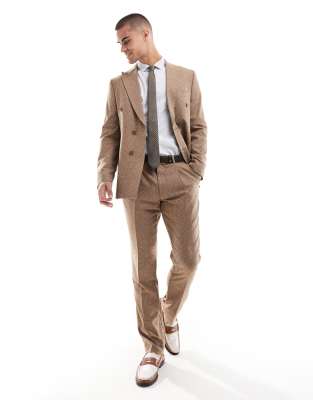 Shelby and Sons tailored slim pant in mid brown - part of a set