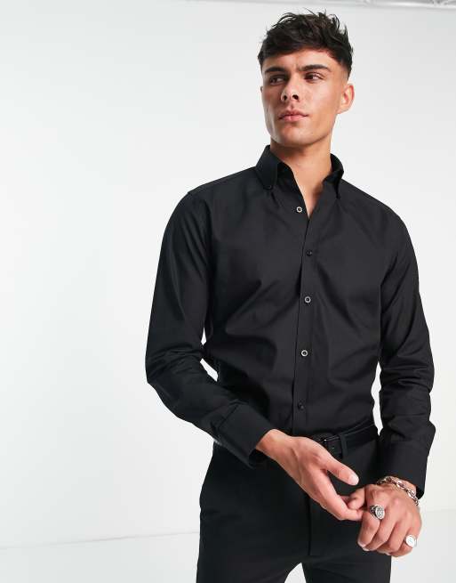 Shelby & Sons chilwell button down shirt in black | ASOS