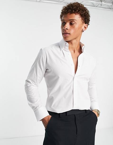 Camicia slim bianca in popeline Asos Uomo Abbigliamento Camicie Camicie eleganti 