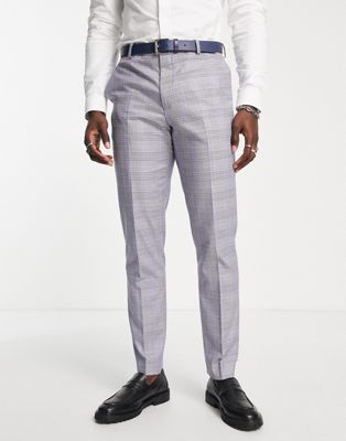 Shelby & Sons earlswood slim fit check trousers in blue