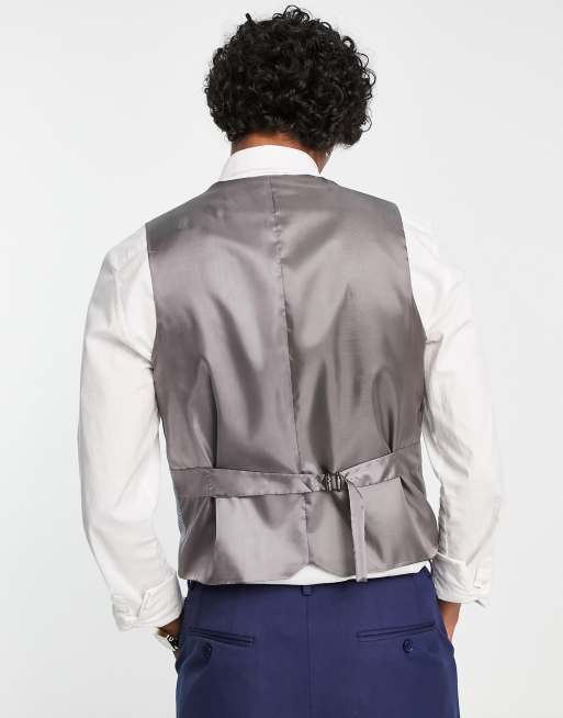 Shelby & Sons - Earlswood - Enkeltradet habitvest med grå tern i slim fit, 2 af 4