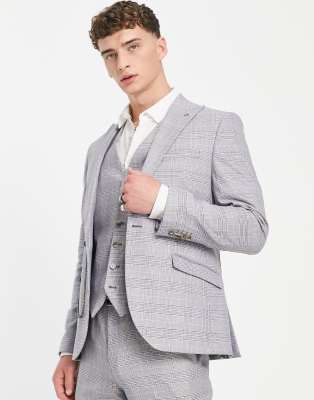 Shelby & Sons Shelby & Sons earlswood slim fit single breast check blazer in brown