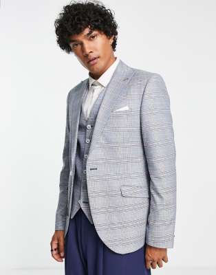 Shelby & Sons earlswood slim fit single breast check blazer in grey - ASOS Price Checker