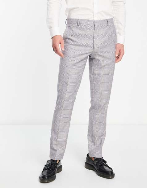 Ted Baker Dorlnt Slim-Fit Debonair Check Smart Pants-Grey