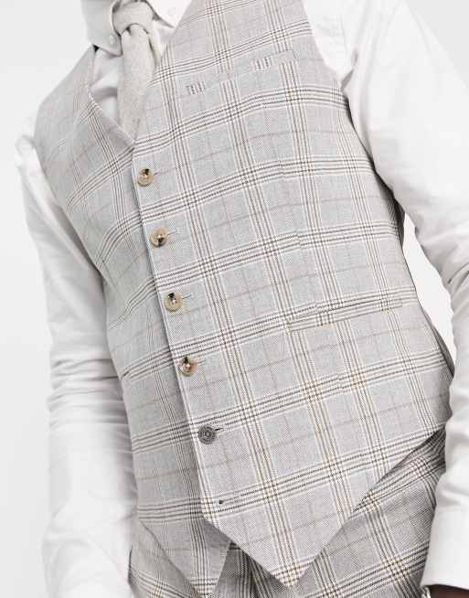 Shelby & Sons - Jessop - Habitjakke med grå tern i hør i slim fit, 3 af 4