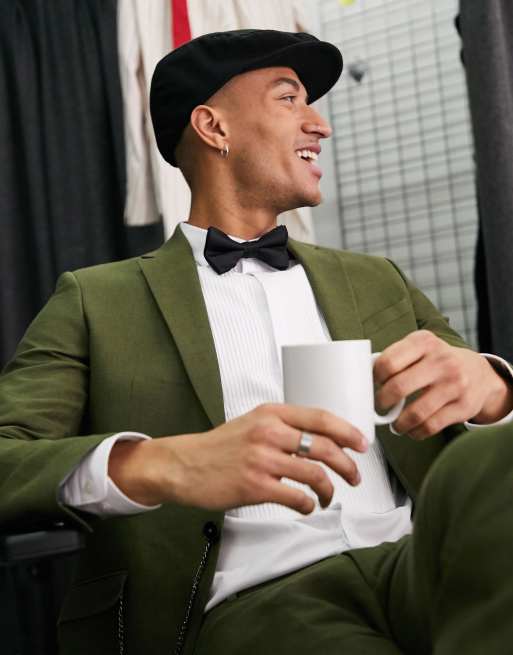 Shelby & Sons – Lniany garnitur o obcisłym kroju w kolorze khaki , 2 z 3
