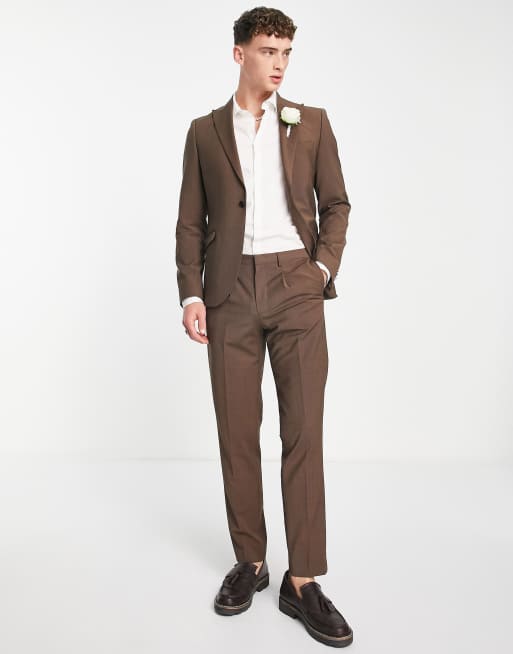 Shelby & Sons Merrion slim fit single breasted blazer in brown, 4 of 4