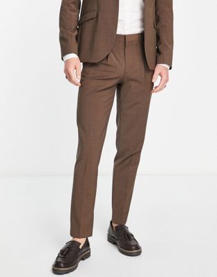 Shelby & Sons merrion slim fit trousers in brown