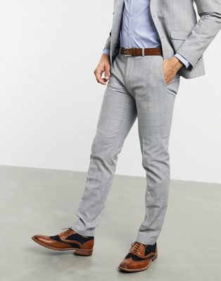 Pantalons de costume Shelby & Sons - Pantalon de costume ajusté - Carreaux gris