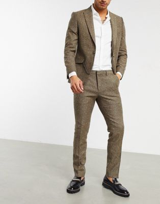 Homme Shelby & Sons - Pantalon de costume coupe slim en sergé - Marron clair