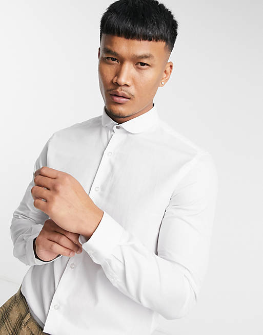 Shelby & Sons shirt with penny collar in white | ASOS
