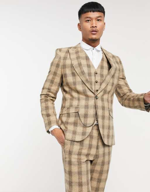 Tan 2024 check blazer