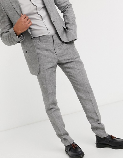 Shelby & Sons slim suit trousers in mini check in mono