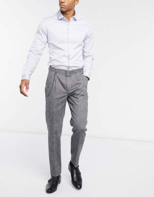 grey wool cropped trousers