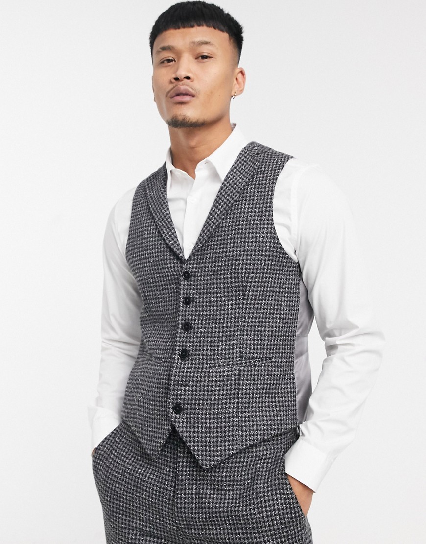 Shelby & Sons vest in charcoal gray houndstooth-Grey