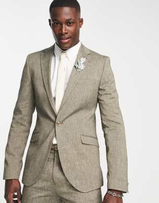 Shelby & Sons wooten linen blazer in khaki - ASOS Price Checker