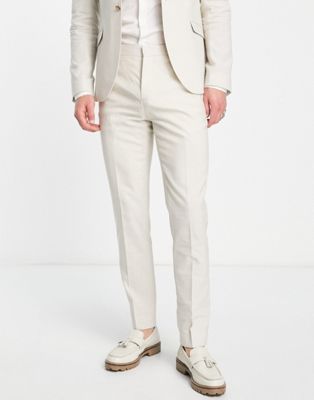 Shelby & Sons wooten linen trousers in beige - ASOS Price Checker