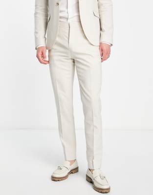 Shelby & Sons wooten slim fit linen pants in beige-Neutral